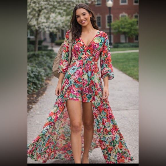 Xtaren Dresses & Skirts - Xtaren Floral Maxi romper-dress Medium